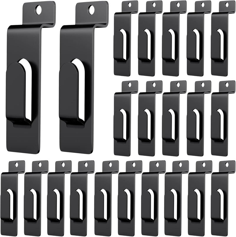 BeapTcely 20 Pack Slatwall Utility Notch Hook Commercial Metal Display Hook Hanger Slat Wall Hangers Accessories for Photo Frame Painting Arts Center Slat Panel (20, Black) - Image 1